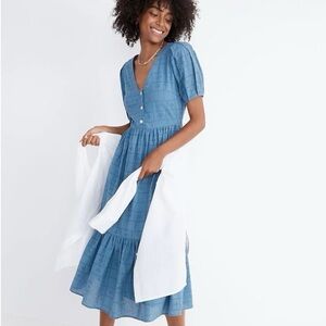 Madewell quilted eyelet midi dress size 0